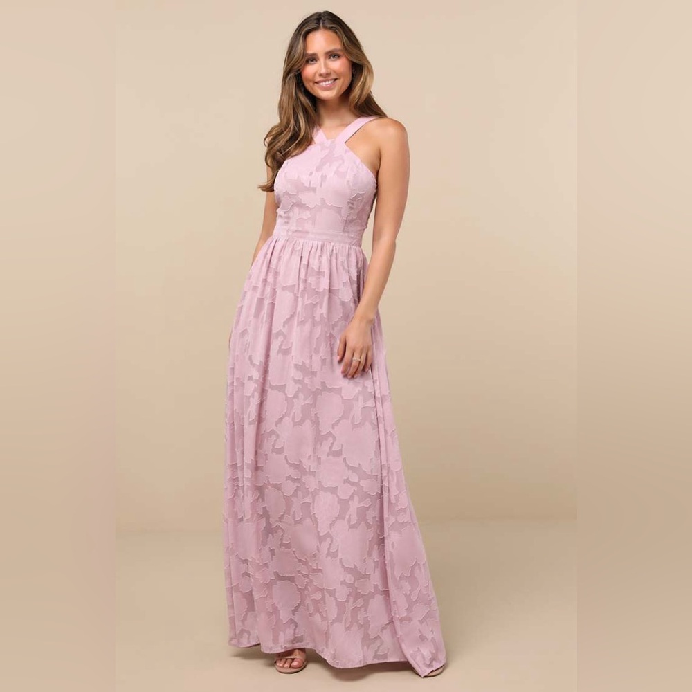 Lulu's Dusty Pink Lace Maxi Dress